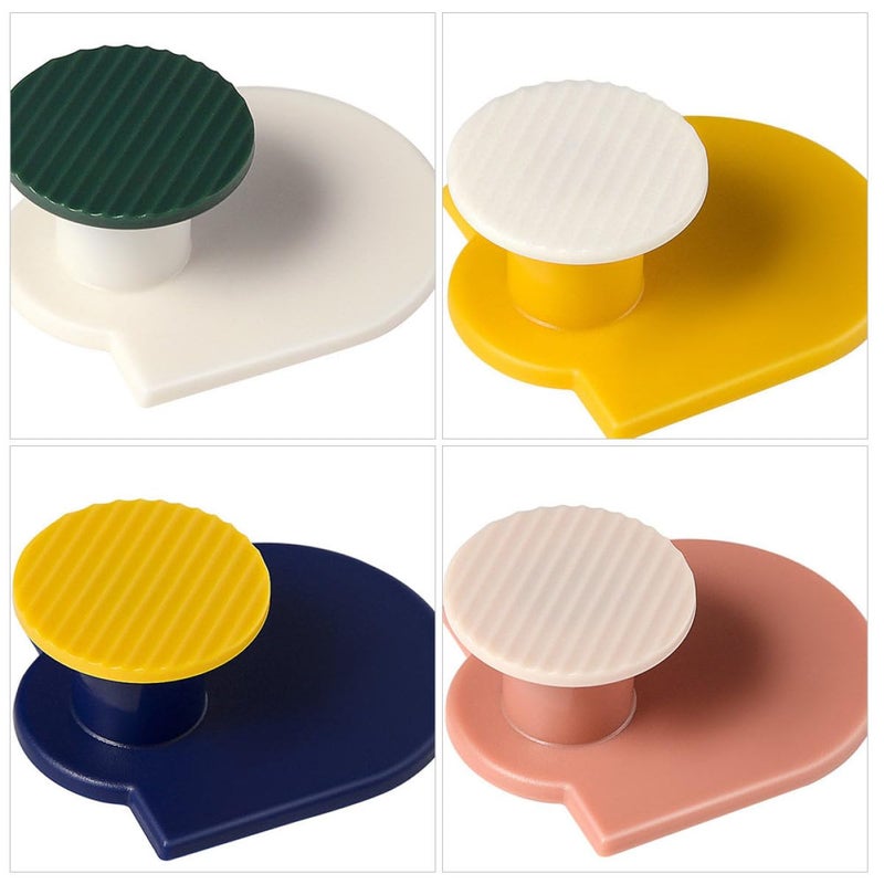 No Damage Self Adhesive Wall Hooks 4 Pack No Drill Coat Hat Hangers Multi Color Storage Organizer for Bathroom Bedroom - Image 4
