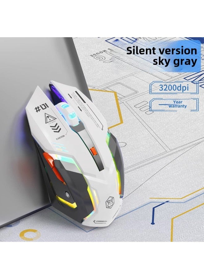 Multi-color Wired Gaming Mouse Mute Mechanical E-sports Wireless Office Bluetooth Computer Mouse High Color Value-Color:Sky Gray  Wired Version Classic Edition-Interface:Official Standard - Image 1