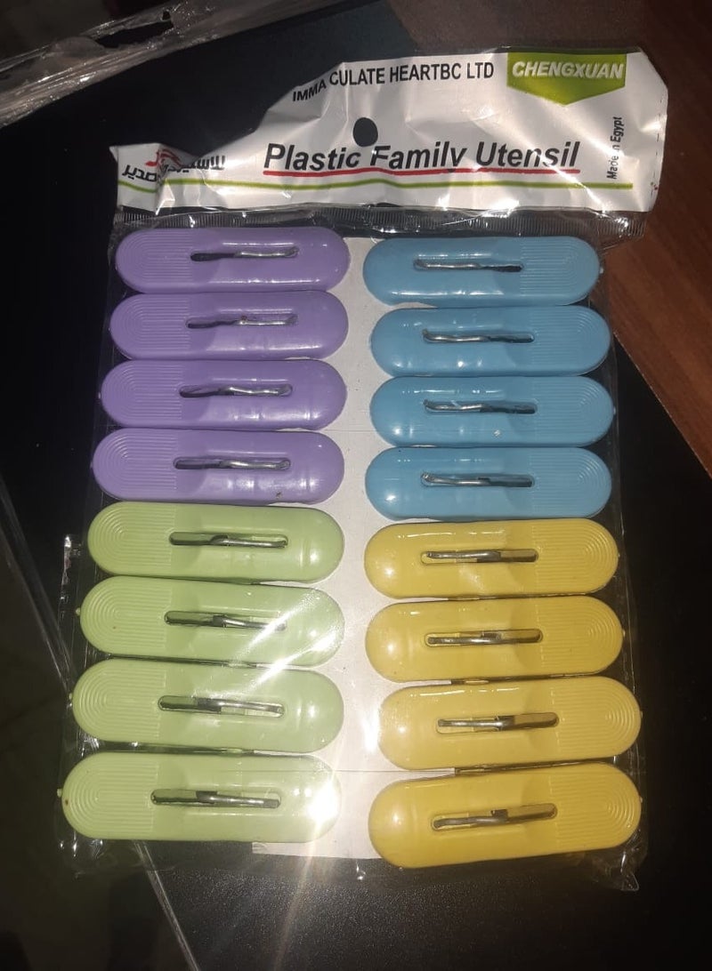 Plastic Clothes Pegs, Clothespins for Clothes, Home Use, Drying Rack, Underwear, 16 Pieces