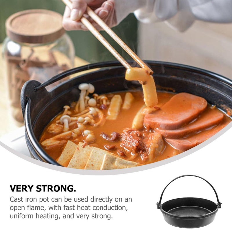 Nonstick Japanese Cast Iron Sukiyaki Pot 18cm Outdoor Cooking - Image 5