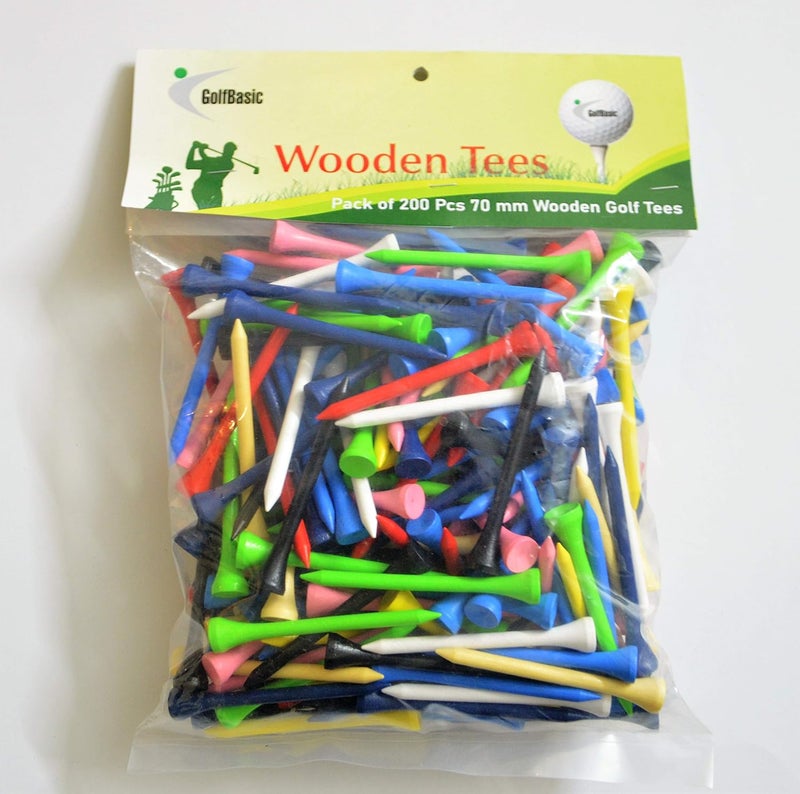 GolfBasic Store 70 mm Wooden Tees (Pack of 200 pcs) - Image 1