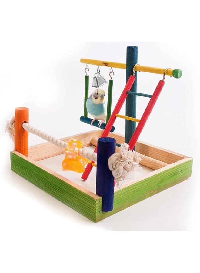 بين بلاكس روضة الطيور الخشبية للببغاء، منصة لعب الطيور، سلم صالة الألعاب الرياضية مع ألعاب ممارسة اللعب - Image 1