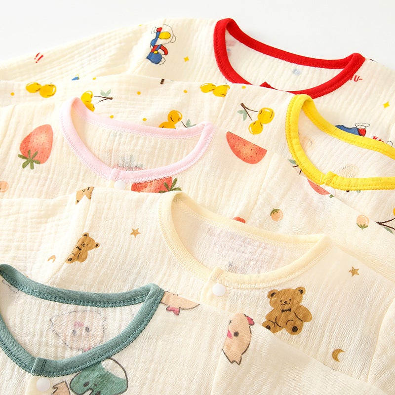 Baby Gauze Top Summer Thin Out-Going Long-Sleeved Cardigan Air-Conditioning Clothes Pajamas Summer Clothes Baby Coat - Image 5