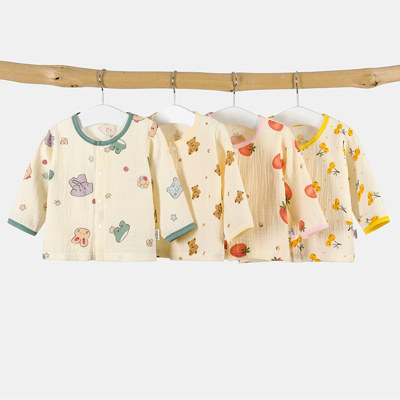 Baby Gauze Top Summer Thin Out-Going Long-Sleeved Cardigan Air-Conditioning Clothes Pajamas Summer Clothes Baby Coat - Image 2