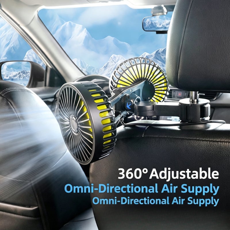 Car Rear Seat Dual Head Fan USB - Image 2