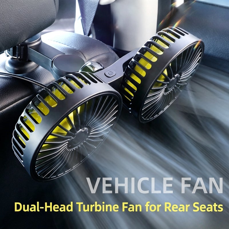 Car Rear Seat Dual Head Fan USB - Image 1