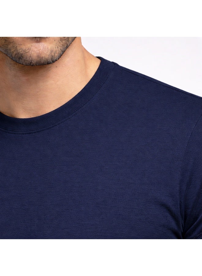 Nextt Level Navy Blue Round Neck T-Shirts Premium Mercerised Cotton Bio-Washed and Timeless Style with Luxury Comfort - Image 2