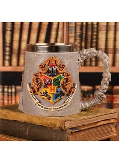 Arabest Cross-border new Harry Potter large capacity stainless steel mug 3D three-dimensional carving retro personalized beer mug Harry Potter castle beer cup Harry Potter castle beer cup 