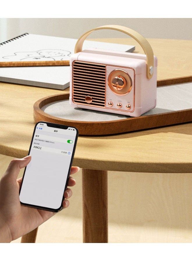 نيوترل مكبر صوت بلوتوث صغير كلاسيكي إبداعي HM11 صغير الحجم وسهل الحمل، مثالي للاستماع إلى الموسيقى والرد على المكالمات. مثالي لحفلات أعياد الميلاد وتناول الطعام في الهواء الطلق وفترات الاسترخاء للتأمل وغير ذلك الكثير. (وردي) - Image 5