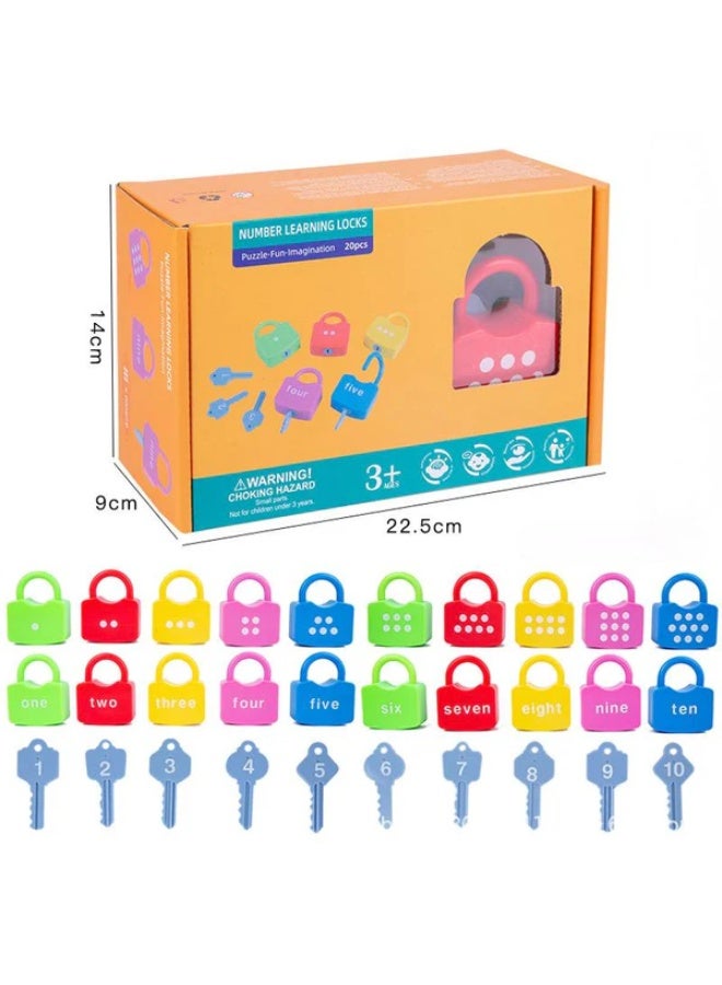 SnuzzleMart Learning Locks with Keys Educational Number Matching Toy 123 Counting Locks 10 Locks & 10 Keys Multicolor