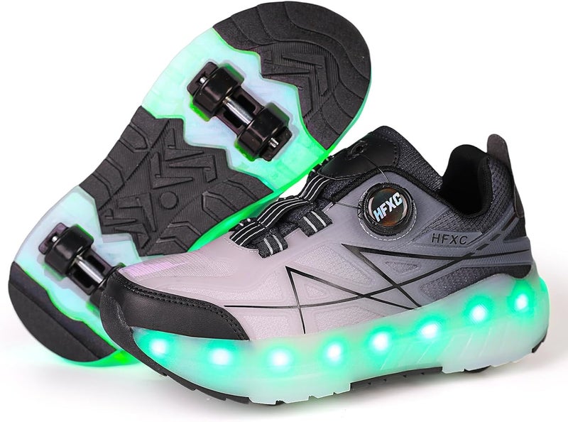HFXC Roller Skates Shoes 4 Wheels for Kids - New Upgraded Roller Sneaker LED Light Up Flashing Skating for Boys Girls Beginner More Balanced - Image 1