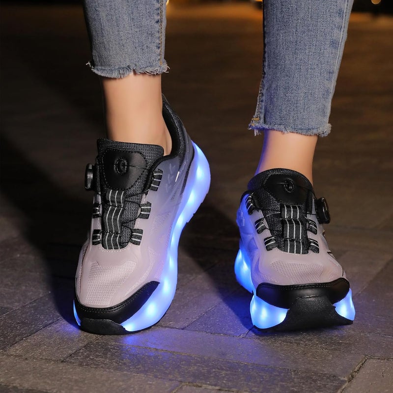 HFXC Roller Skates Shoes 4 Wheels for Kids - New Upgraded Roller Sneaker LED Light Up Flashing Skating for Boys Girls Beginner More Balanced - Image 5