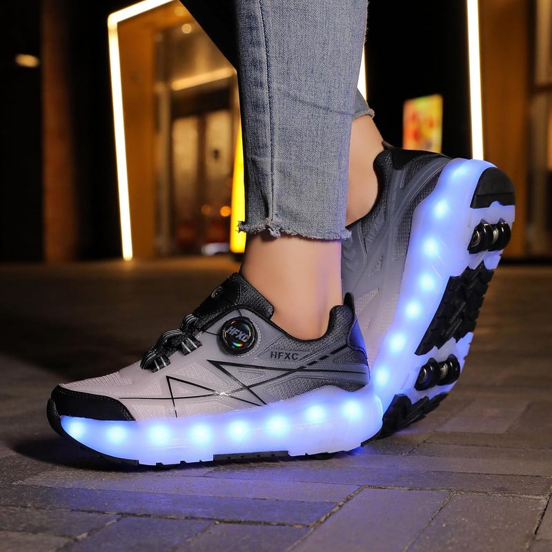 HFXC Roller Skates Shoes 4 Wheels for Kids - New Upgraded Roller Sneaker LED Light Up Flashing Skating for Boys Girls Beginner More Balanced - Image 4