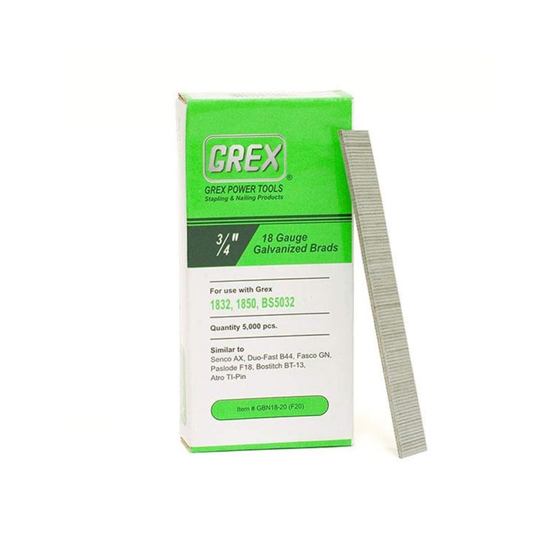 Grex GBN1820 F20 34 In 18 Ga Brad Nails Galvanized 5M