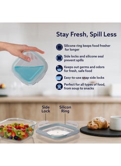 AGARO AGARO Borosilicate Glass Container with Lids, 3 pcs Set, 320ml, 520ml & 800ml, Microwave, Oven & Freezer Safe, Baking Dish, Square, Baking Tray, Scratch Resistant, Transparent  - Image 4