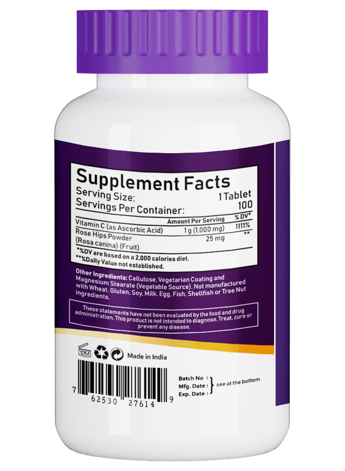 Nbl Natural Vitamin C 1000Mg Sustained Release With Rose Hip Antioxidant Protection Tablets 100'S