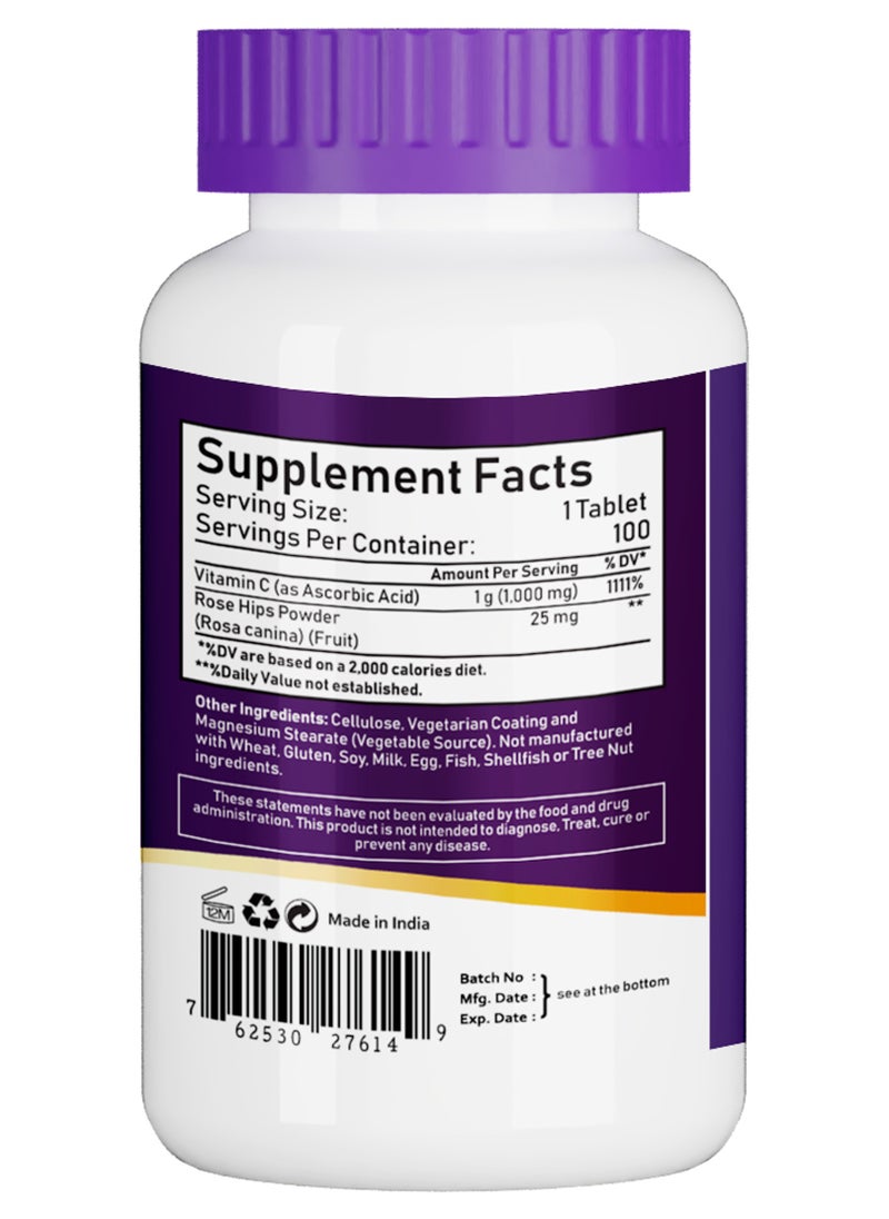 NBL Natural Vitamin C 1000 mg Sustained Release with Rose Hip Antioxidant Protection 100 Tablets 100 Tablets  - Image 3