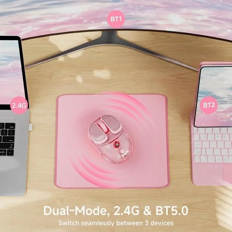 Eweadn ماوس Eweadn Q9 Wireless Clear Mouse, Bluetooth 2.4G Dual Mode, Usb, RGB Lighting, Silent Clicks, Multi-Device Computer Mouse - Image 4