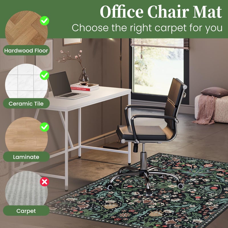 Lreedy Office Chair Mat for Hardwood Floor & Tile Floor,36"X 48" Heavy Duty Desk Chair Mat for Hard Floors, Under Desk Rug for Rolling Computer Chair,Anti Slip,Low Pile Carpet Floor Protector-Green Grass - Image 3
