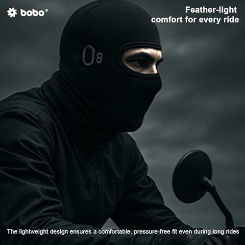 BOBO BC1 Premium Performance Balaclava, Ice Silk Fabric, SPF 50+ UV Protection, Breathable Mesh, Eyeglass Compatible, Black - Image 4