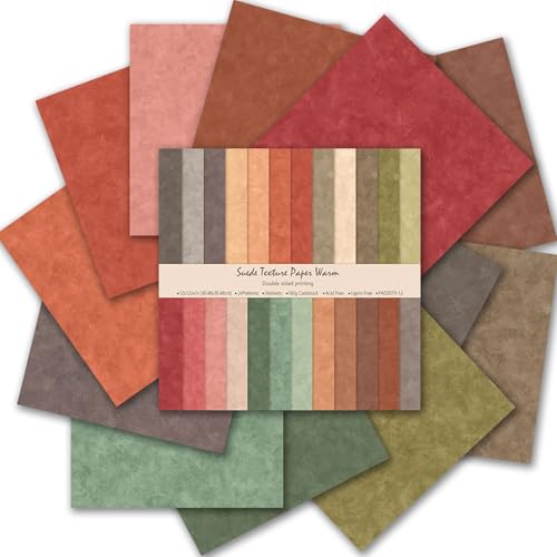 Colabrili Scrapbook Paper 12x12, Double-Sided Suede Textured Craft Paper Set 24 Sheets/24 Designs, Warm Boho Tone for Decorative Paper, Greeting Cards, Photo Album Decoration - Image 1