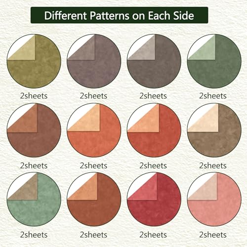 Colabrili Scrapbook Paper 12x12, Double-Sided Suede Textured Craft Paper Set 24 Sheets/24 Designs, Warm Boho Tone for Decorative Paper, Greeting Cards, Photo Album Decoration - Image 3