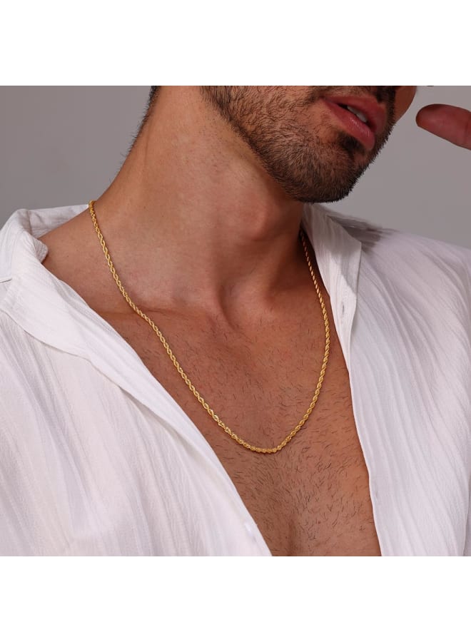 Monily 24K Gold-Plated Chain Necklace for Men 2.5MM 20 Inches Stainless Steel Twist Rope Chain for Women Mens - Image 5