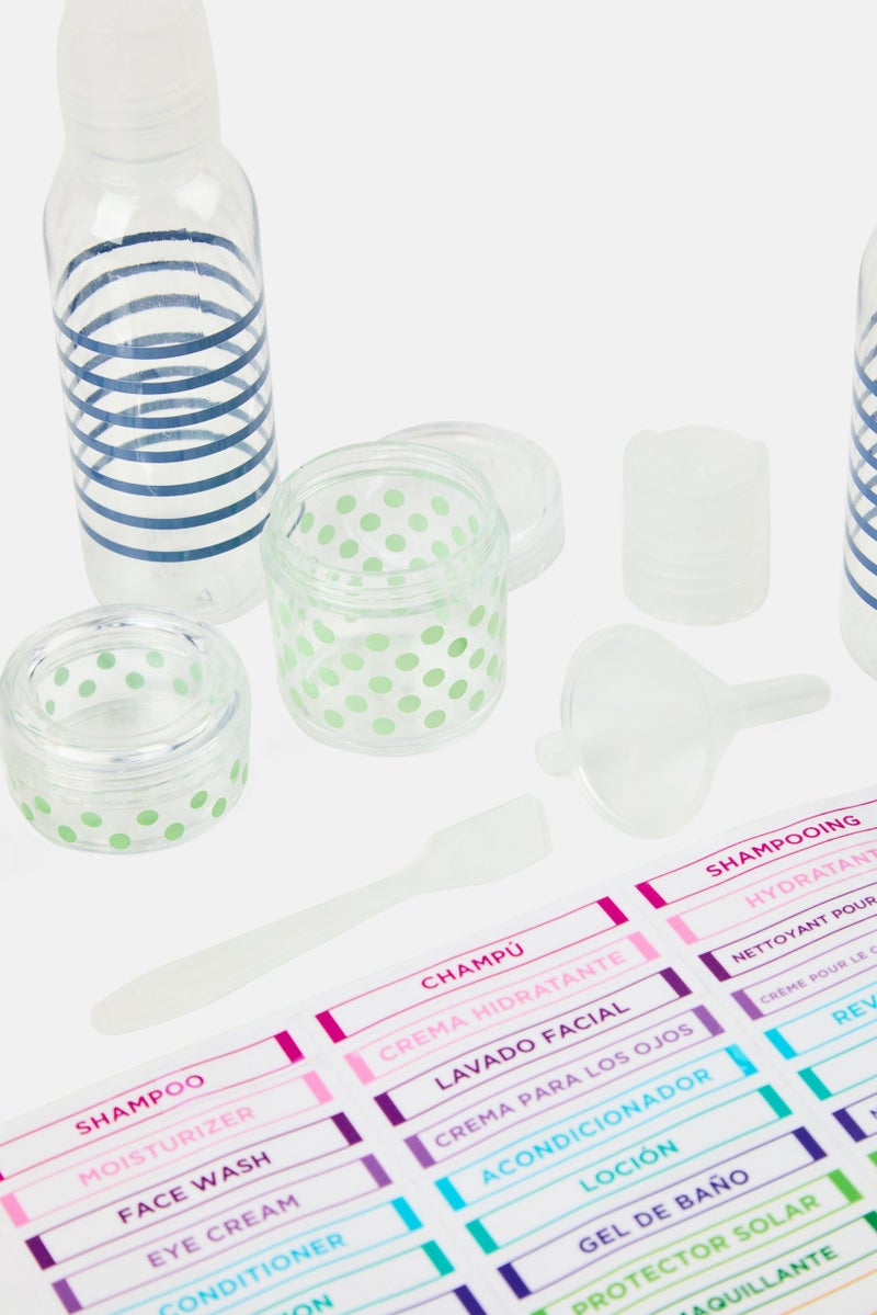 Miamica 12 Pcs Stripe Travel Bottle Set, Transparent - Image 4