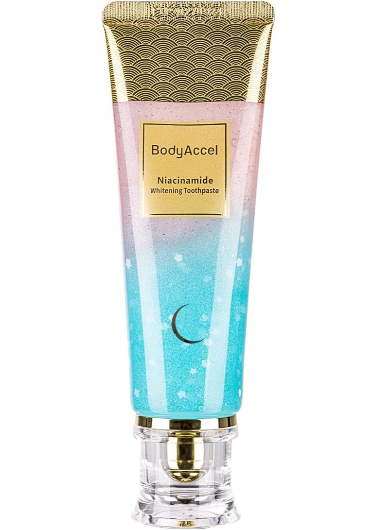 بودي أكسيل معجون أسنان مبيض بالنياسيناميد من بودي أكسل - إزالة مكثفة للبقع، عناية طبيعية لطيفة، نفس منعش - بنكهة الخوخ، صحة اللثة، 100 غرام - Image 1