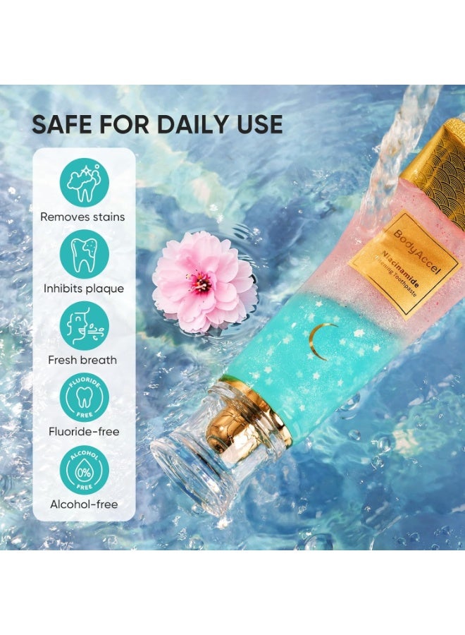 بودي أكسيل معجون أسنان مبيض بالنياسيناميد من بودي أكسل - إزالة مكثفة للبقع، عناية طبيعية لطيفة، نفس منعش - بنكهة الخوخ، صحة اللثة، 100 غرام - Image 3