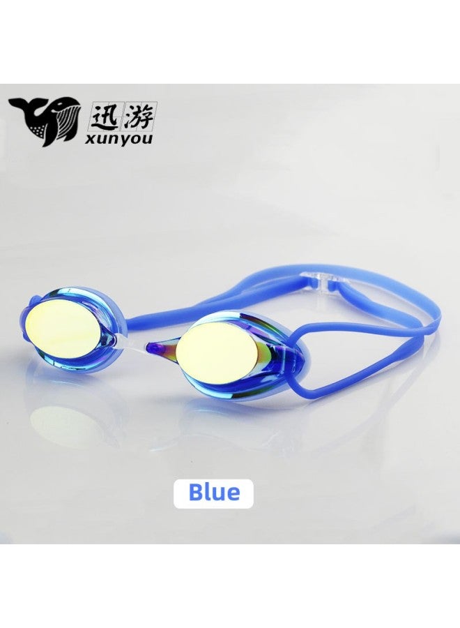 Generic Small Frame Racing Goggles Adult Swimming Goggles Anti-fog Electroplating Swimming Goggles Professional Waterproof Hot Sale-Color:Blue Color Plating  - Image 1