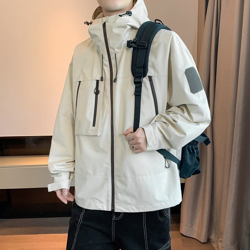 Quality Workwear Jacket Mens Charge Clothes Autumn and Winter Trendy Brand Waterproof Outdoor Windproof Casual Jacket Upper Clothes J91 ivory white