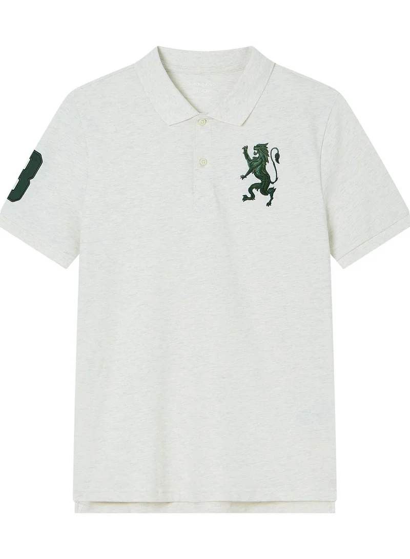 GIORDANO  Men’s Slim Pique Polo with Flat with 3D Lion Embroidery for Men | Best Price UAE