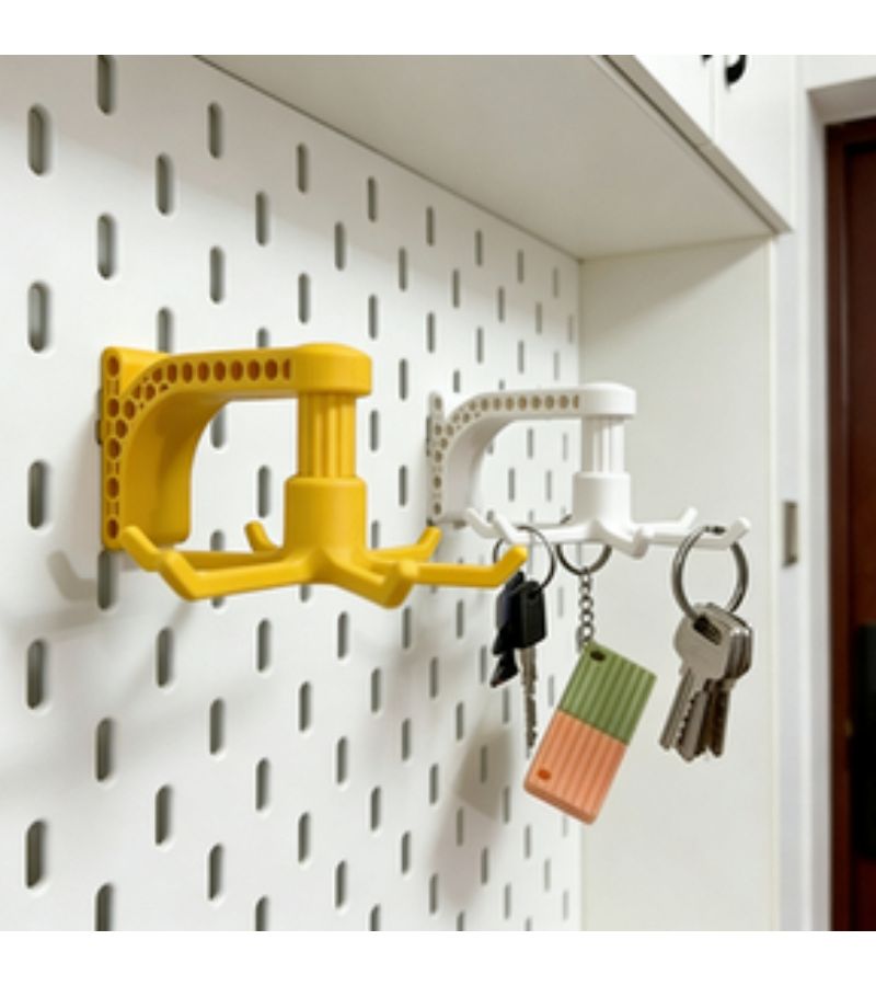Orange Three Color Rotating Key Hook With Honeycomb Hollow Design For Pegboard - Image 1