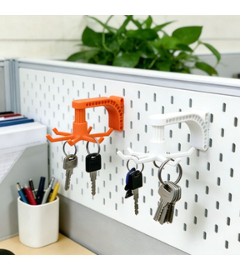 Orange Three Color Rotating Key Hook With Honeycomb Hollow Design For Pegboard - Image 5