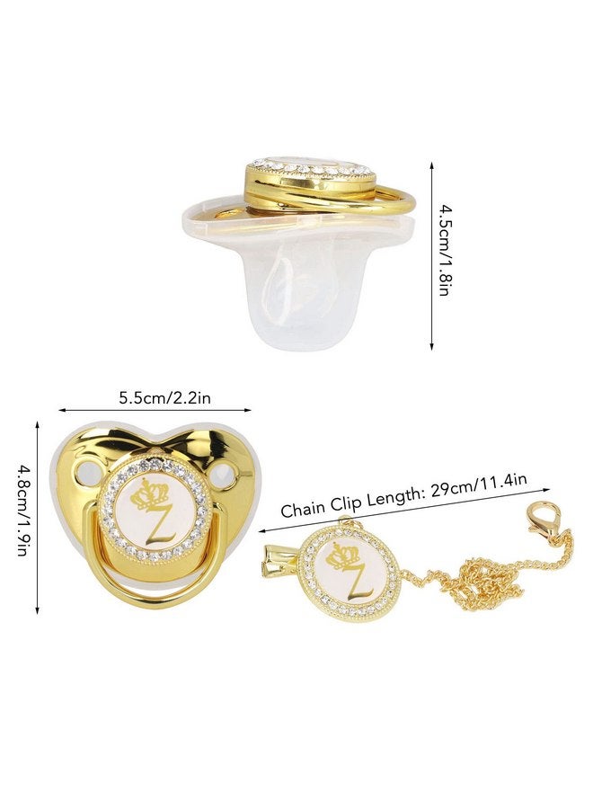 GLOGLOW Stylish Gold Letter Infant Pacifier, Portable Silicone Alloy Pacifier with Clip for Home and Travel Essential (Z) - Image 4