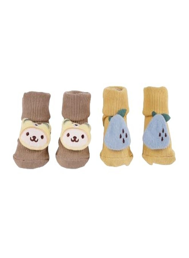 Kicks & Crawl Baby Boys & Baby Girls Anti-skid/slip Bear Buddy Socks- Pack of 2