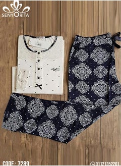 Generic Casual summer pajamas for women, two pieces, long sleeve, one size, code 7289 