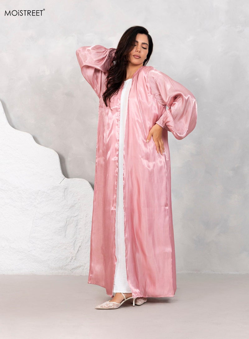 Moistreet Balloon Sleeve Shimmer Abaya Set - Image 1