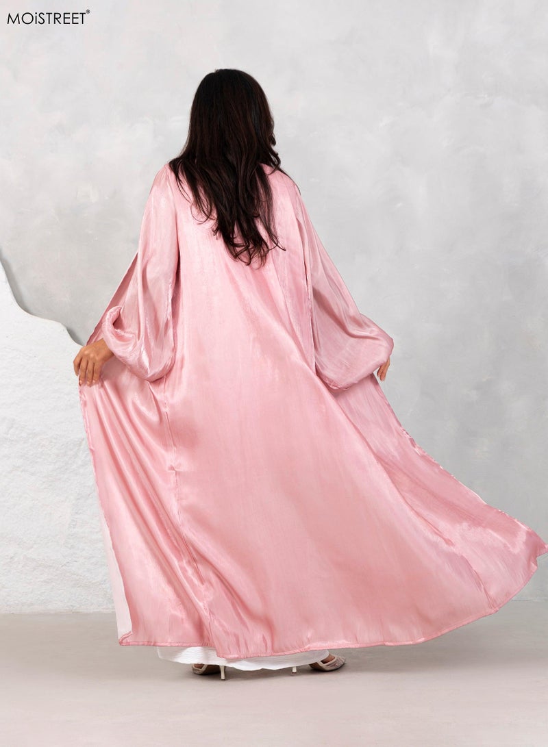 Moistreet Balloon Sleeve Shimmer Abaya Set - Image 3