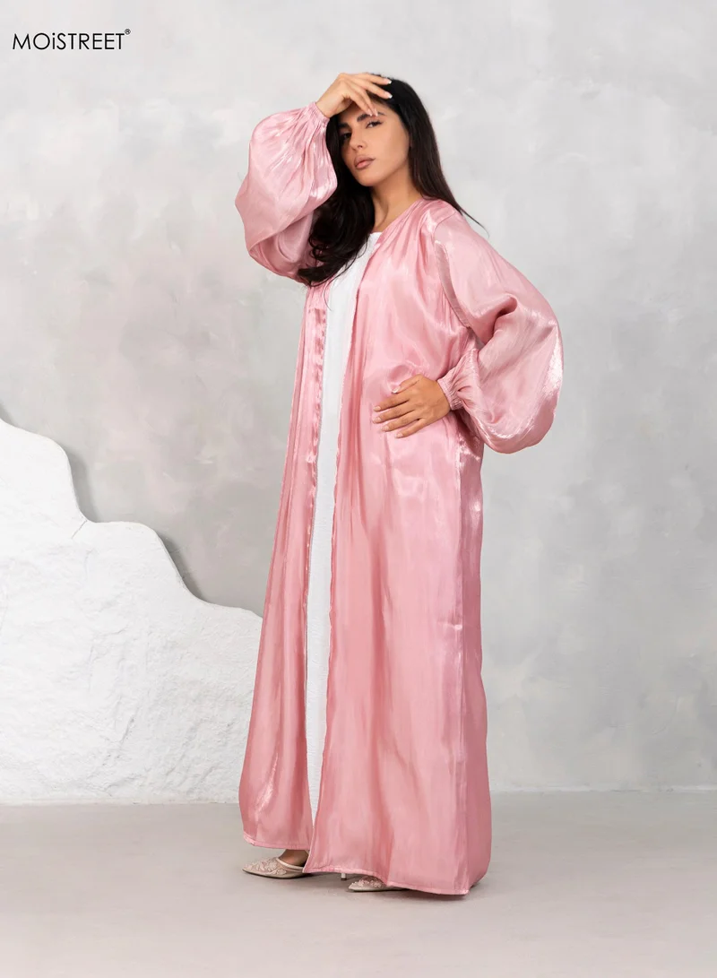 Moistreet Balloon Sleeve Shimmer Abaya Set