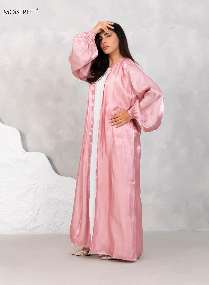 Moistreet Balloon Sleeve Shimmer Abaya Set - Image 5