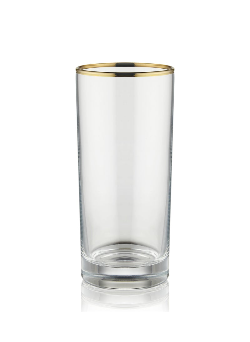 BLACKSTONE Set of 3 Gold Rim Long Glass Double Old Fashioned Rocks Glass 380ML, Made In Turkey  - Image 2