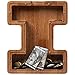 ladenk Piggy Bank for Kids Boys Girls Wooden Large Letter Piggy Bank Alphabet Money Bank with Initial I Coin Bank Fun Gifts for Birthday Christmas Festival Baby Shower - Image 4