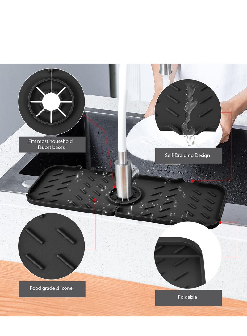 TRASSLE Silicone Faucet Mat for Kitchen, Sink Splash Guard, Bathroom Faucet Water Catcher Mat, Sink Draining Pad Behind Faucet, Keep Drying Kitchen Accessories  - Image 5