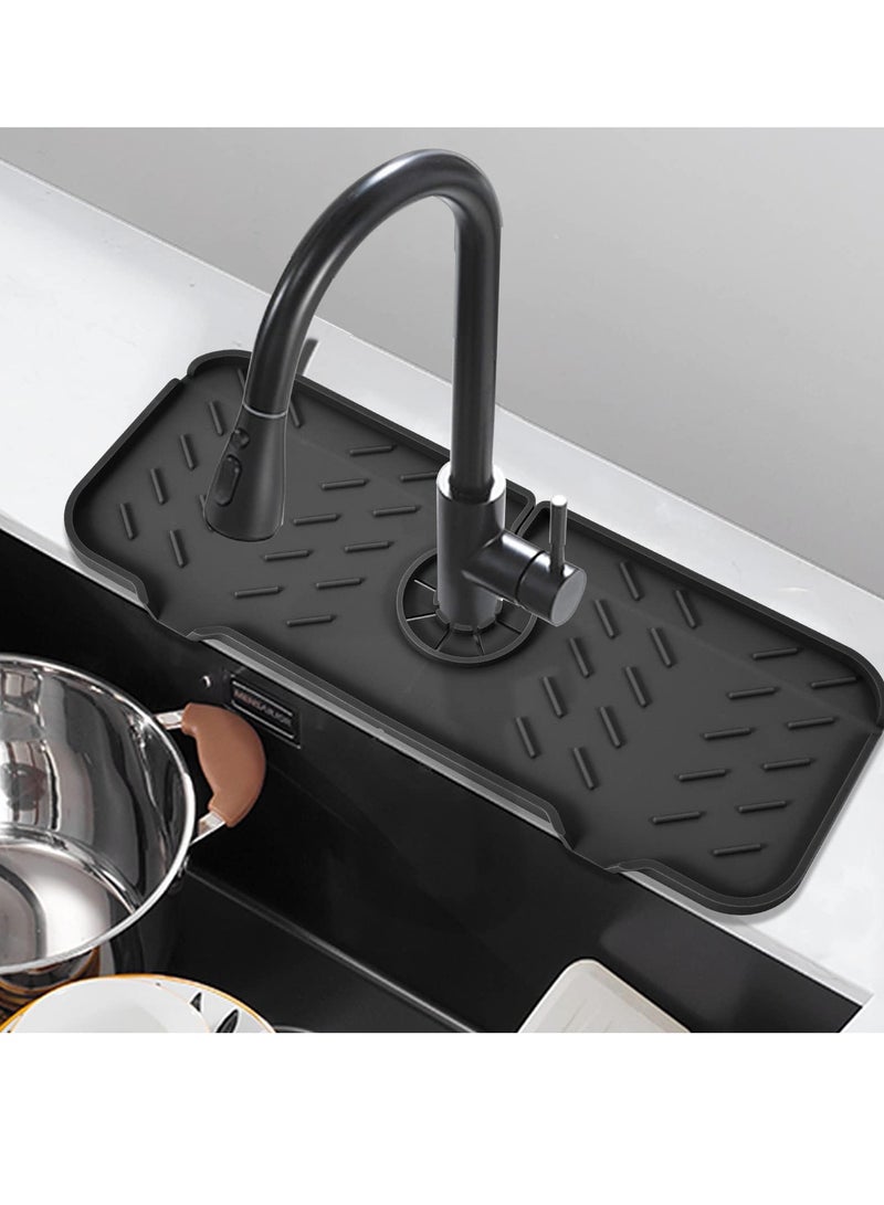 TRASSLE Silicone Faucet Mat for Kitchen, Sink Splash Guard, Bathroom Faucet Water Catcher Mat, Sink Draining Pad Behind Faucet, Keep Drying Kitchen Accessories  - Image 1