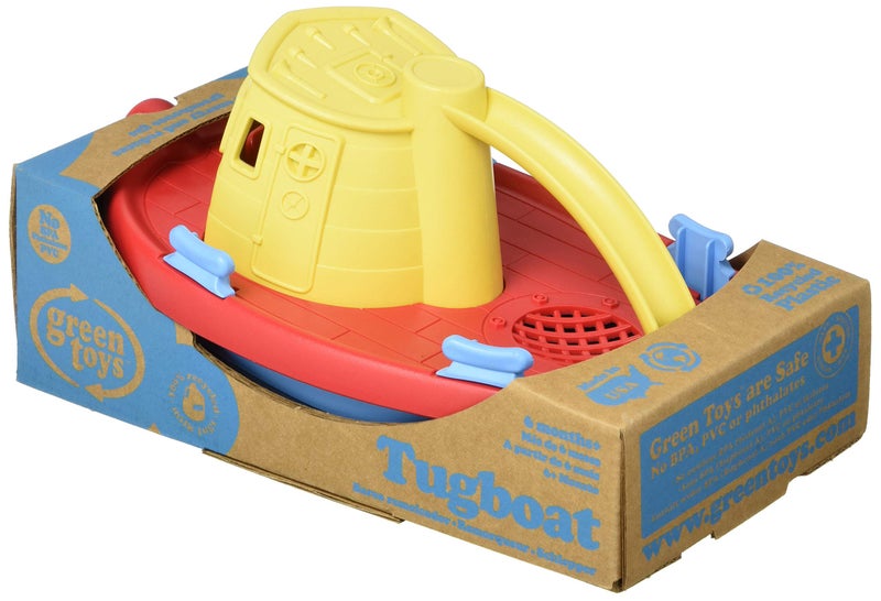 Green Toys Tugboat, Assorted CB - Pretend Play, Motor Skills, Kids Bath Toy Floating Pouring Vehicle. No BPA, phthalates, PVC. Dishwasher Safe, Recycled Plastic, Made in USA. - Image 4