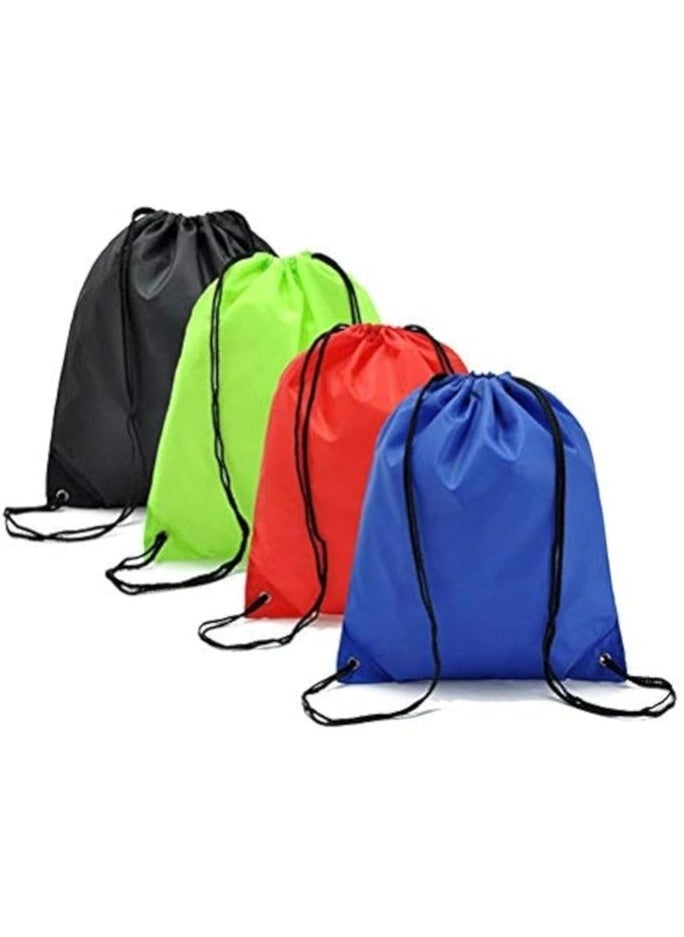 Scrolls Drawstring Portable Bags-Bulk/Wholesale Cinch Sacks Backpack Pull String Bags | Gym Tote Bag, Durable PU Leather Reinforcement at corners | Premium 210 Polyester Drawstring Bags Set of 4, Multi Color  - Image 1