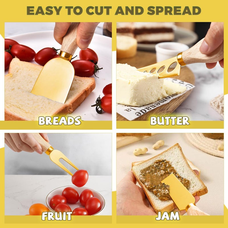 Mlurcu Charcuterie Boards Accessories Gold Charcuterie Utensils Cheese Butter Spreader Knife Set Small Serving Tongs Forks and Spoons Dipping Bowls Honey Dippers Toothpick Flags for Party Platter Making - Image 5