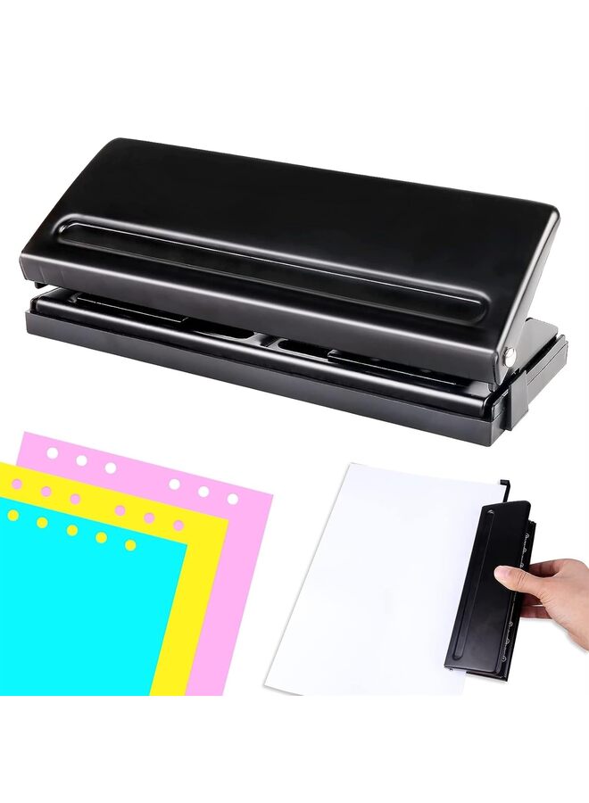 Adjustable 6 Hole Punch: Metal Six Hole Puncher for Planners and 6-Ring Binders with 6 Sheet Capacity for A4 / A5 / A6 / Personal/Pocket Size - Image 1
